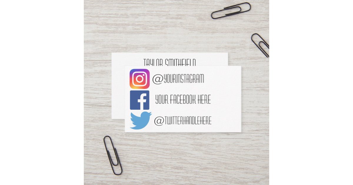 Instagram facebook twitter business card | Zazzle.co.uk