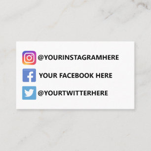 Instagram Facebook Twitter Business Card