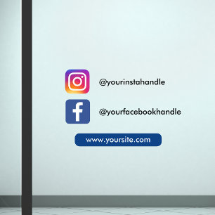 Instagram Facebook & Website Social Media Simple Window Cling