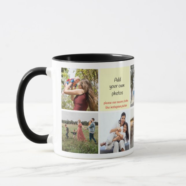 Instagram Family Photos 10 Photo Collage Mug (Left)