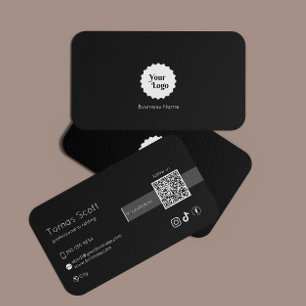 Instagram Follow Us Qr Code Black Business Card