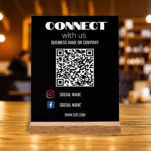 Instagram Follow Us Qr Code Black Modern  Acrylic Sign