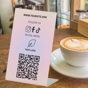 Instagram Follow Us Qr Code Pink Modern Pedestal Sign