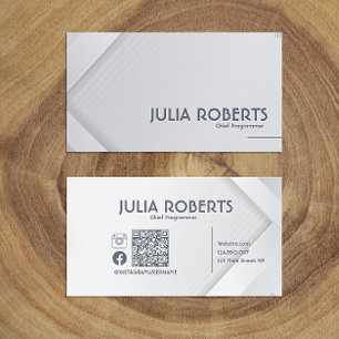 Instagram Follow Us Qr Code White Minimalist Business Card
