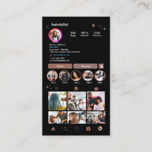 Instagram Hair Stylist Terracotta QR Social Media Business Card