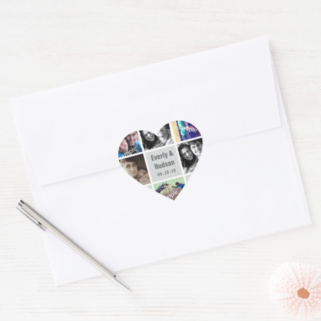Instagram Heart Shape Wedding Photo Stickers (Envelope)