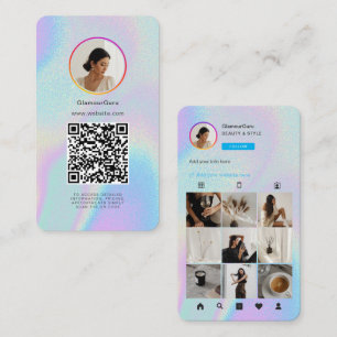 Instagram Holographic QR Code 10 Photo Grid Business Card