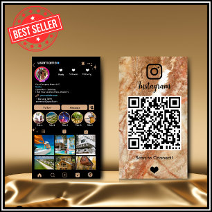 Instagram LUXURY Marble QR Code Business Card
