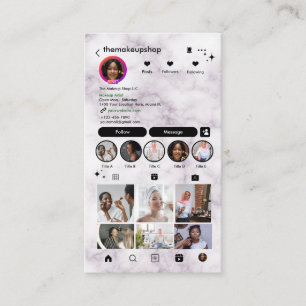 Instagram Modern Marble QR Code Social Media Business Card