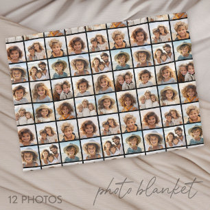 Instagram Photo Collage - 12 of your favourite pic Fleece Blanket