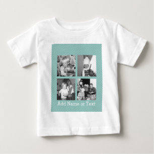 Instagram Photo Collage 4 pictures - blue stripes Baby T-Shirt