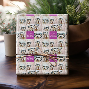 Instagram Photo Collage 8 photos with Custom Text Wrapping Paper