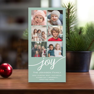 Instagram Photo Collage - Joy Mint Green Holiday Card