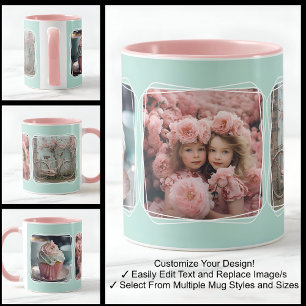 Instagram Photo Collage Modern Template Aqua C112 Mug