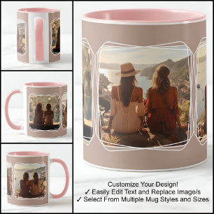 Instagram Photo Collage Modern Template Brown C88 Mug