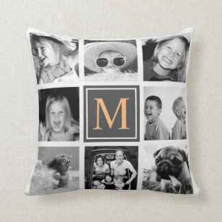 Instagram Photo Collage Monogram Custom Cushion