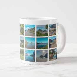 Instagram Photo Collage New Zealand Summer Coast  Large Coffee Mug