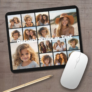 Instagram Photo Collage - Up to 14 photos black Mouse Mat