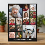 Instagram Photo Collage - Up to 14 photos Black Postcard<br><div class="desc">Instagram Photo Collage - or any square photos -- A full coverage and wild design includes a solid colour background. Use up to fourteen square photos to create a unique and personal gift. If you need to adjust the pictures,  click on the customise tool to make changes.</div>