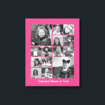 Instagram Photo Collage - Up to 14 photos Pink Canvas Print<br><div class="desc">A design with a colourful background. Use up to fourteen square photos to create a unique and personal gift. If you need to adjust the pictures,  click on the customise tool to make changes.</div>
