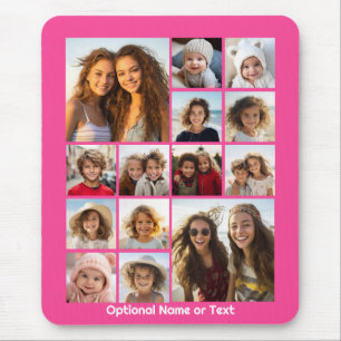Instagram Photo Collage - Up to 14 photos Pink Mouse Mat