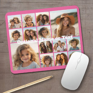 Instagram Photo Collage - Up to 14 photos Pink Mouse Mat