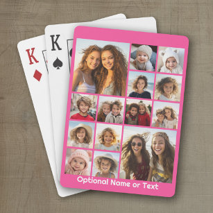 Instagram Photo Collage - Up to 14 photos Pink Playing Cards