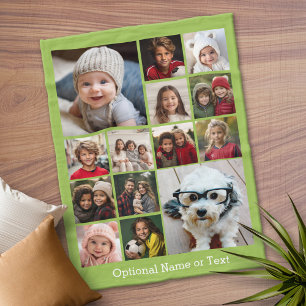 Instagram Photo Collage Up to 14 photos Pistachio Fleece Blanket