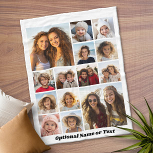 Instagram Photo Collage - Up to 14 photos White Fleece Blanket