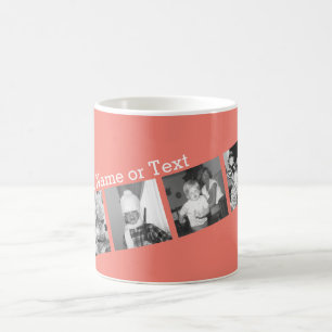 Instagram Photo Collage with 4 pictures - coral Coffee Mug