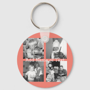 Instagram Photo Collage with 4 pictures - coral Key Ring