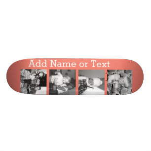 Instagram Photo Collage with 4 pictures - coral Skateboard