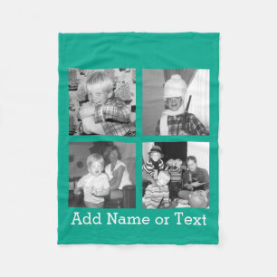 Instagram Photo Collage with 4 pictures - emerald Fleece Blanket