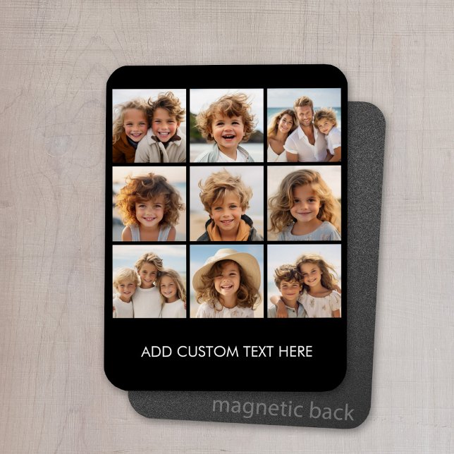 Instagram Photo Collage with 9 photos Magnet (Personalized magnet with photo collage and text)