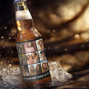 Instagram Photo Collage with 9 square photos Beer Bottle Label