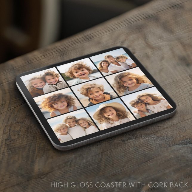 Instagram Photo Collage with 9 square photos Coaster (Custom Photo Collage Coaster)