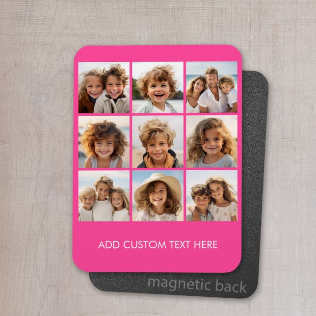Instagram Photo Collage with 9 square photos Magnet (Personalized magnet with photo collage and text)