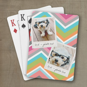 Instagram Photo Collage with Colourful Chevrons Playing Cards