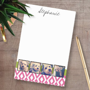 Instagram Photo Collage with Ikat hot pink name Post-it Notes