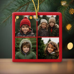Instagram Photo Collage with Merry Christmas Ceramic Ornament<br><div class="desc">A simple and modern design that highlights your photos. It is a single-sided ornament with 4 photos. If you have any problems with your picture or text,  click on the customise button and you will be able to move things around and make changes.</div>