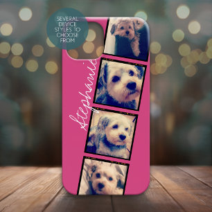 Instagram Photo Display - 4 photos pink name iPhone 15 Pro Max Case