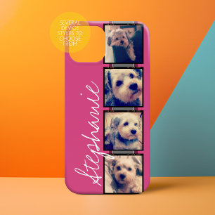 Instagram Photo Display - 4 photos pink name iPhone 16 Case