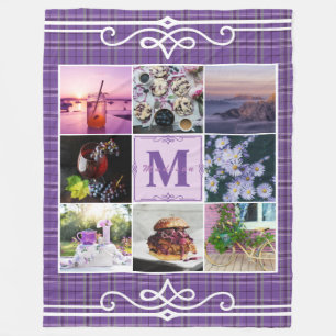 Instagram Photo Grid Purple Plaid Spring Hygge Fleece Blanket