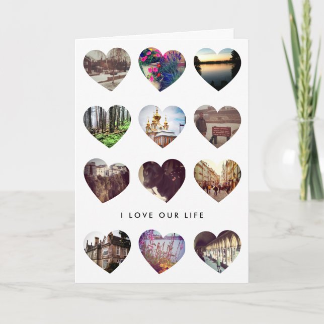 Instagram Photo Heart Collage Love Card (Front)