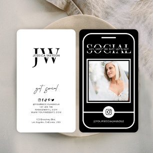 Instagram Photo Minimalist Black Logo Photography Business Card