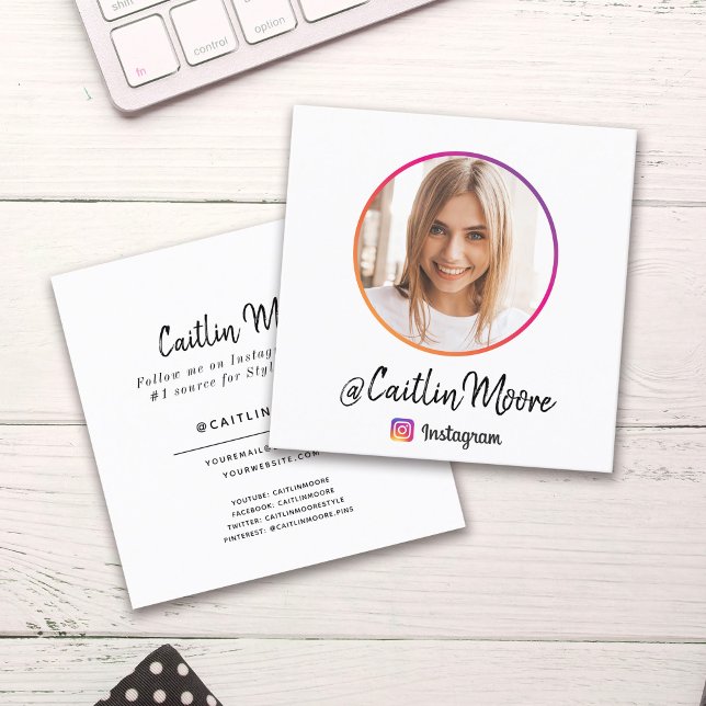 Instagram Photo Modern Script Social Media Calling Card (Creator Uploaded)