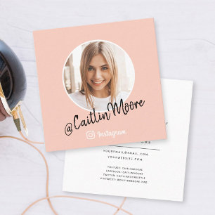 Instagram Photo Modern Script Trendy Social Media  Calling Card