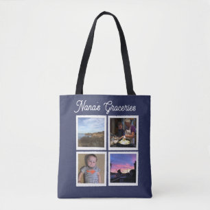 Instagram Photo Navy Blue Large Tote Bag