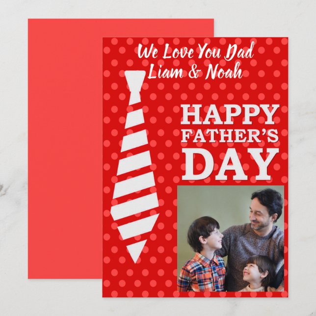Instagram Photo Necktie Red Dots Fathers Day Card (Front/Back)
