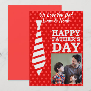 Instagram Photo Necktie Red Dots Fathers Day Card